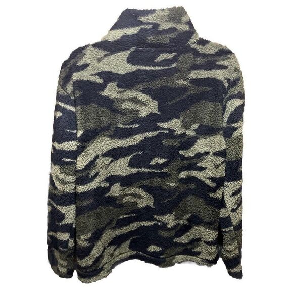 NEW Bebe Sport Fleece Pullover 1/4 Zip Sweatshirt Size Medium Green Camo - Picture 4 of 10